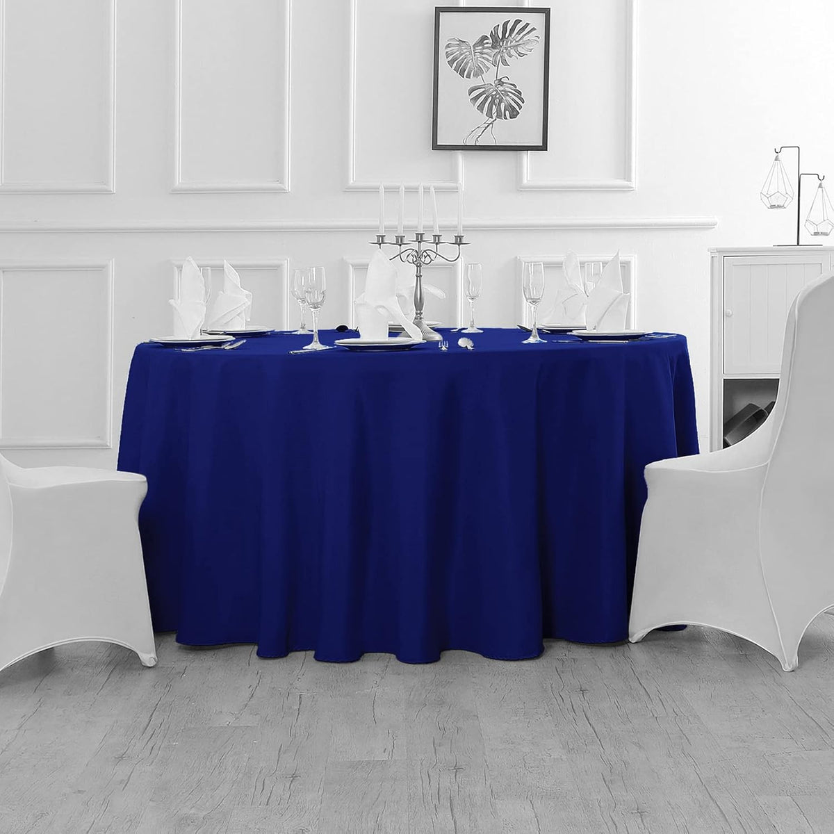 Fokitut 6 Pack Round Tablecloth, 108 Inch, Stain Resistant and Wrinkle Polyester Table Cloth