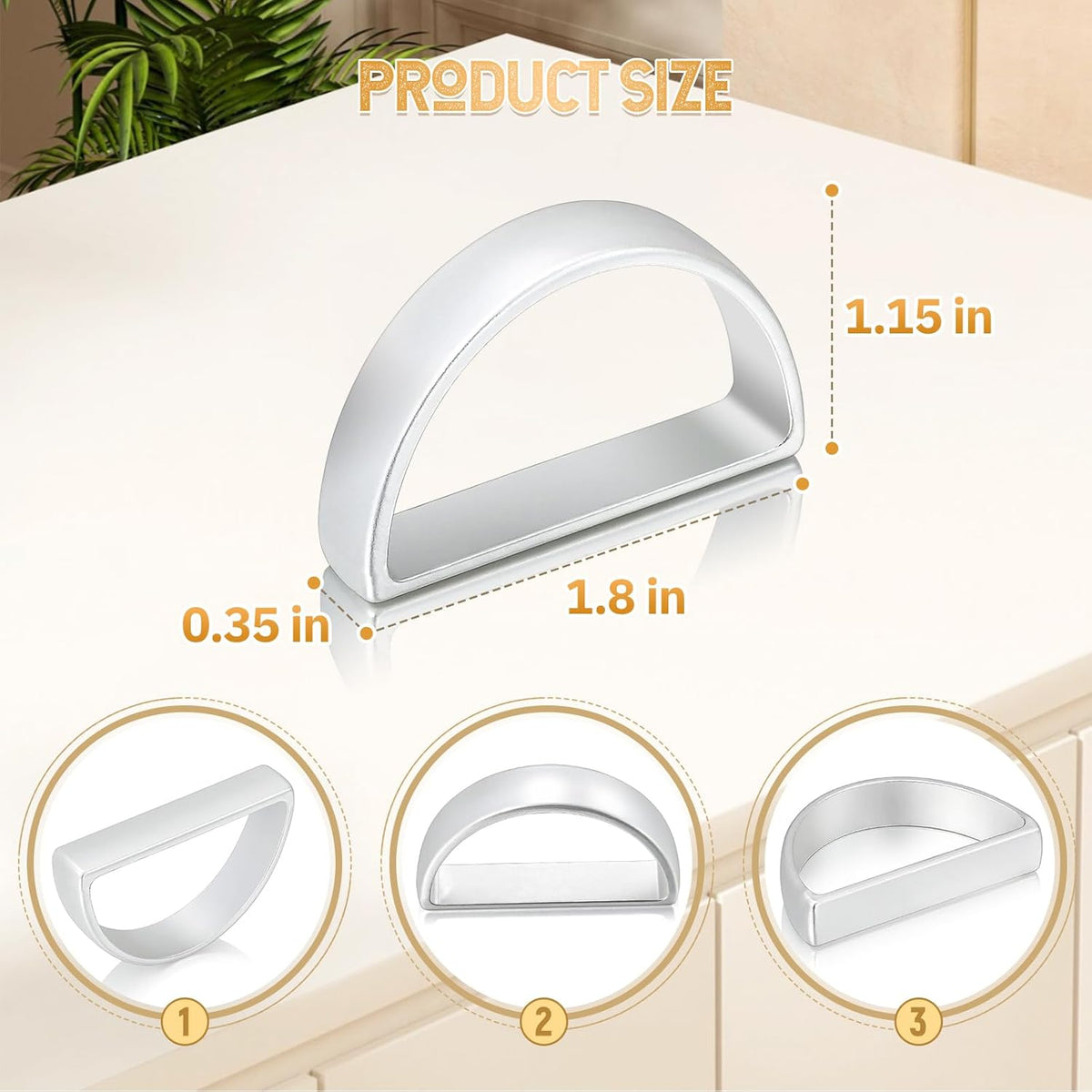 KPOSIYA Napkin Rings Set of 8, Metal Silver Napkin Rings Bulk for Table Settings, D-Shape Napkin