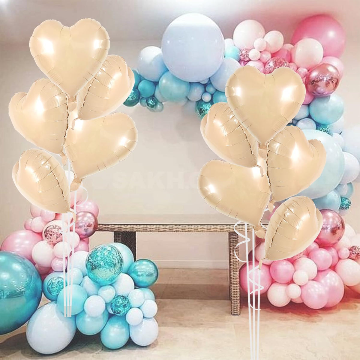 TONIFUL 30Pcs 18 Inch Light Brown Heart Balloons Heart Shape Foil Mylar Balloons Decoration for