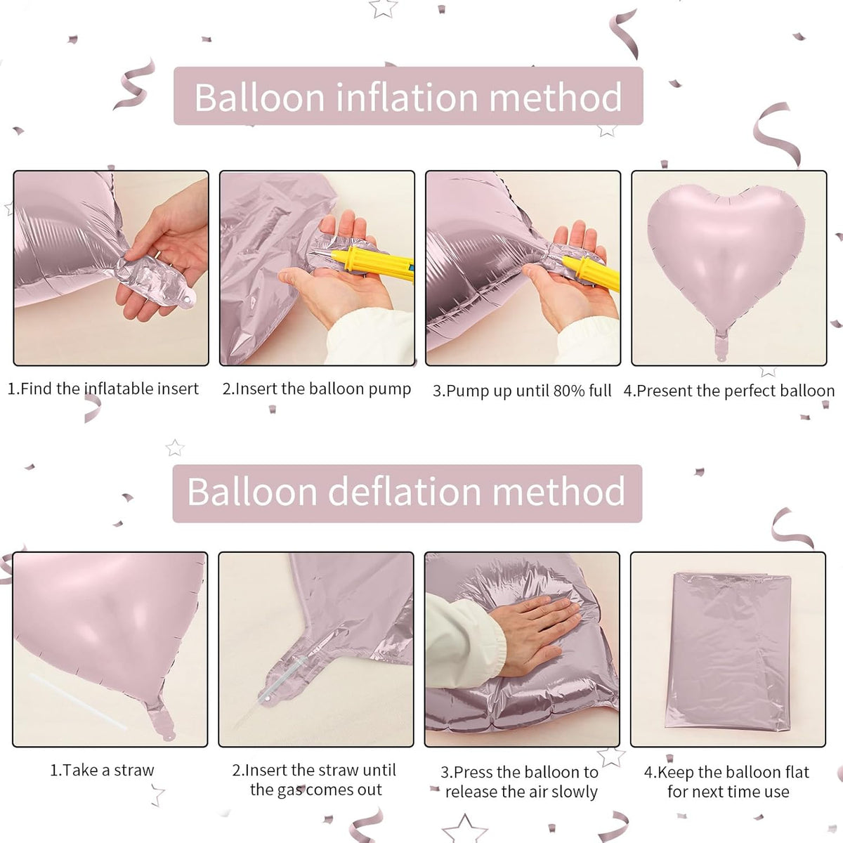Pink Blue Heart Balloons, 18 Inch Pastel Blue Pink Foil Balloons, 18 Inch Light Pink and Blue Heart