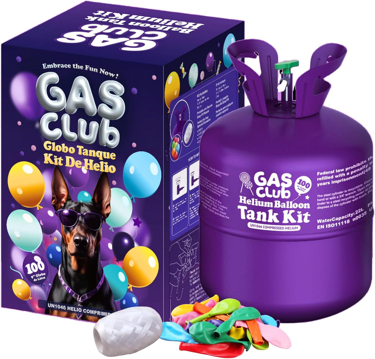 Helium Tank for Balloons At Home, 22L Balloon Kit Up To 100 Latex Balloons, Balloon Pump Kit