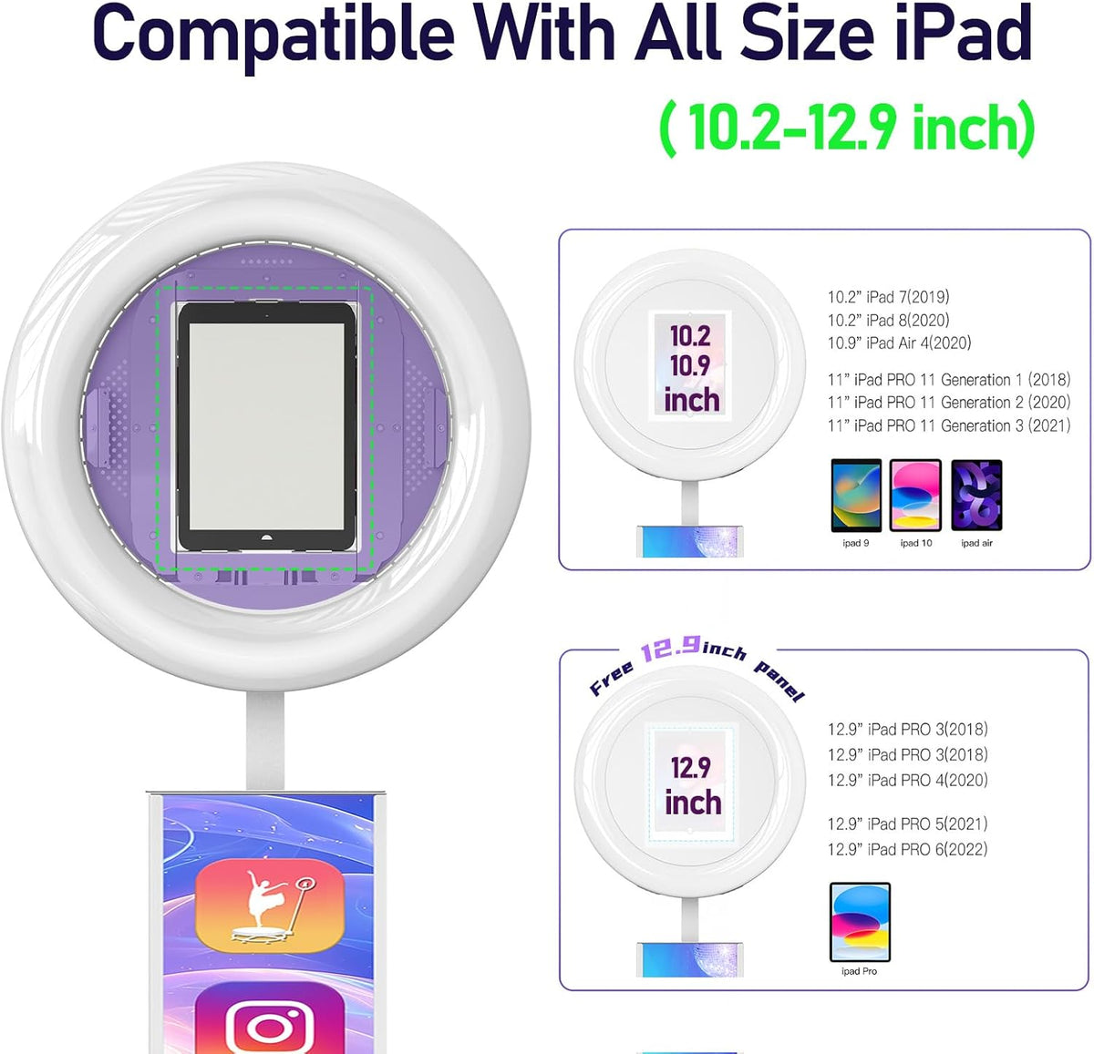 MWE Portable Photo Booth Machine Stand Compatible with Any Ipad with Software APP and Remote