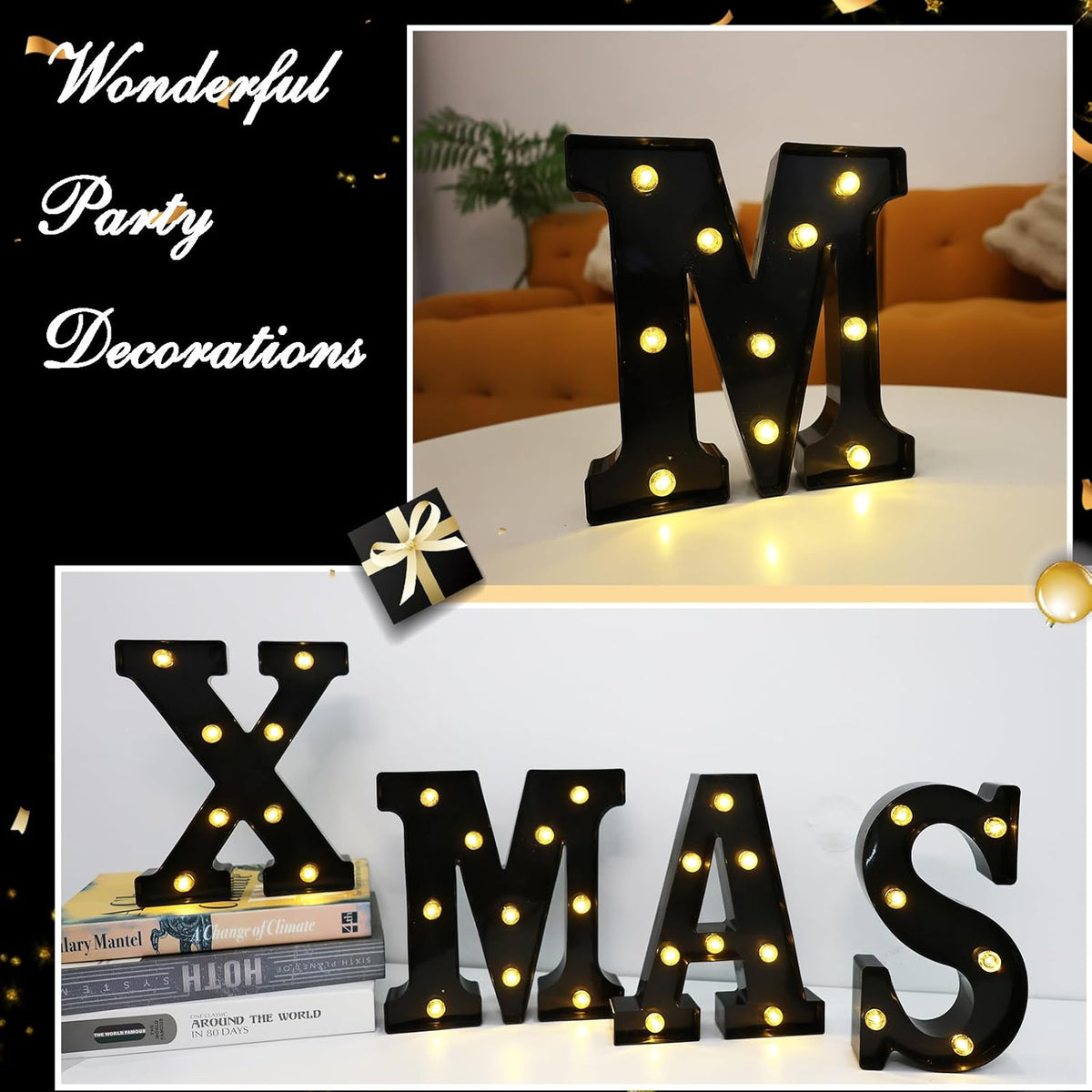Led Marquee Letters, 8.58 Inch Black Light Up Letters, Small Led Letter Lights, Battery Powered
