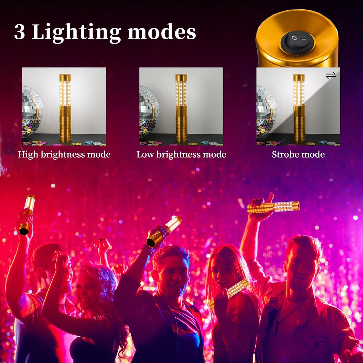 6 Pieces LED Strobe Baton Light Rechargeable Bottle Service Sparklers Stick Reusable Champagne