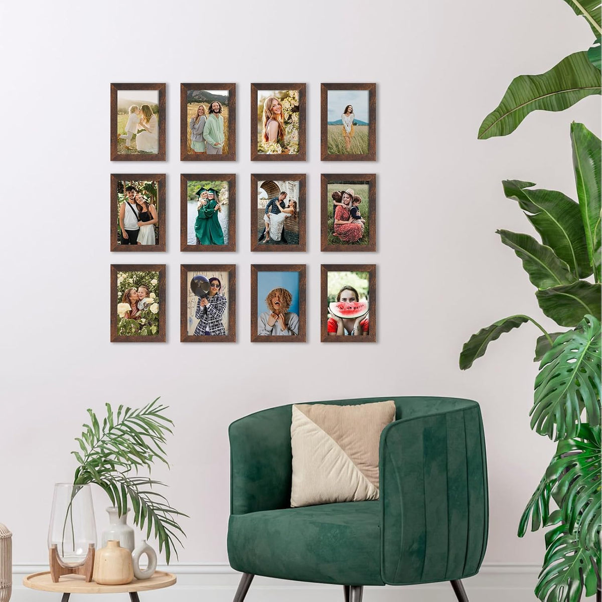 PETAFLOP Wooden Picture Frame 4x6 Bulk Set of 18, Brown Photo Frames Fits 4 by 6 for Wall or