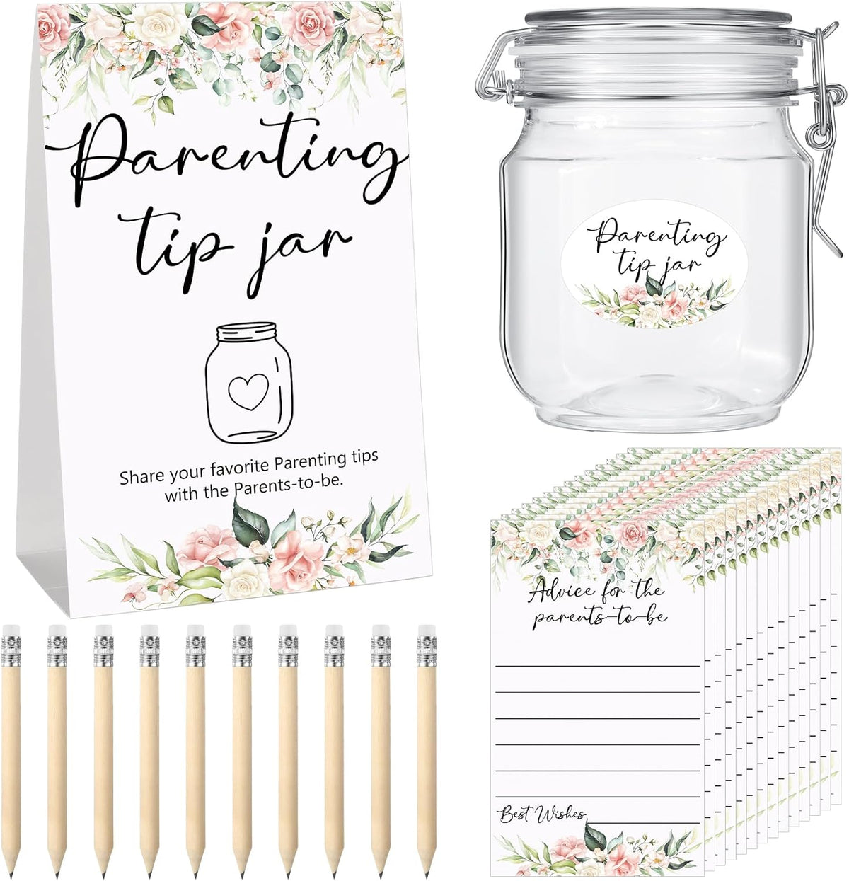 Roowest Baby Shower to Baby Advice Cards for New Parents to Be - Tip Jar Sign for New Parents 60