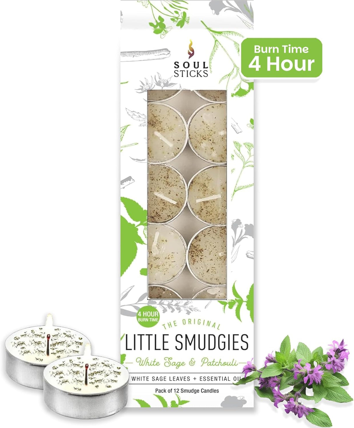 SOUL STICKS 12 Pack Little Smudgies Tealight Candles Smudge Candle for Cleansing House, Meditation