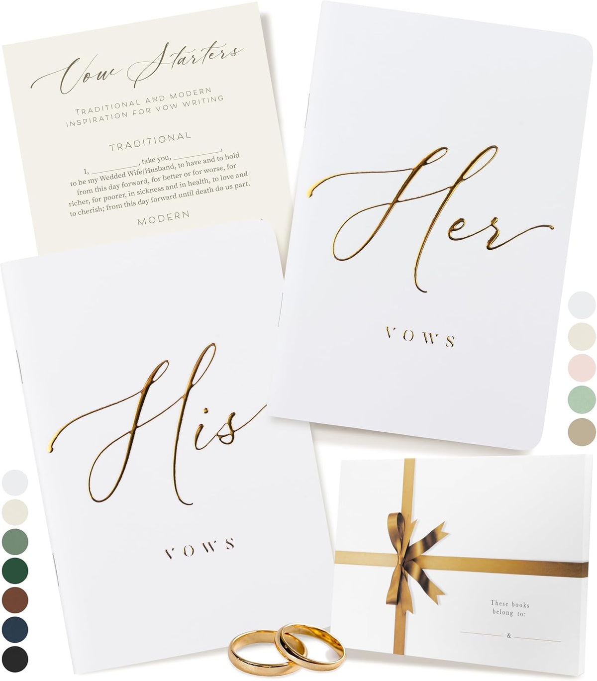 ARTESORI Premium Wedding Vow Book for Her & Him, Soft Touch, Gold Foil, 28 Lined Pages, Wedding Vow