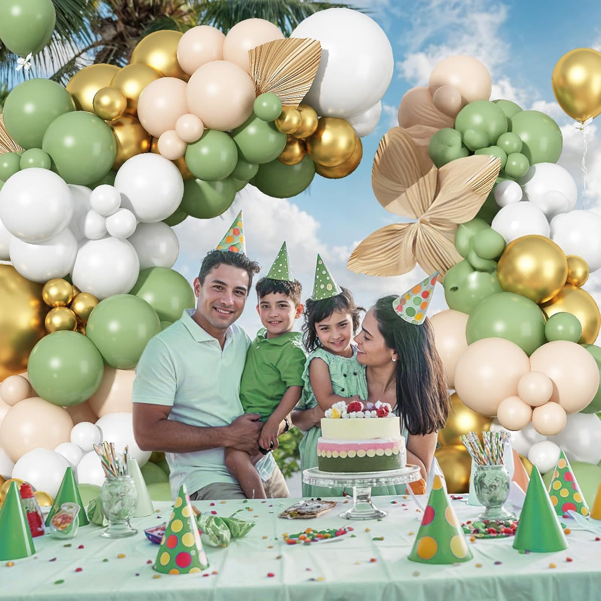 Sage Green Balloon Arch Kit 97Pcs Avocado Green Gold Balloons Garland Kit with Double Stuffed