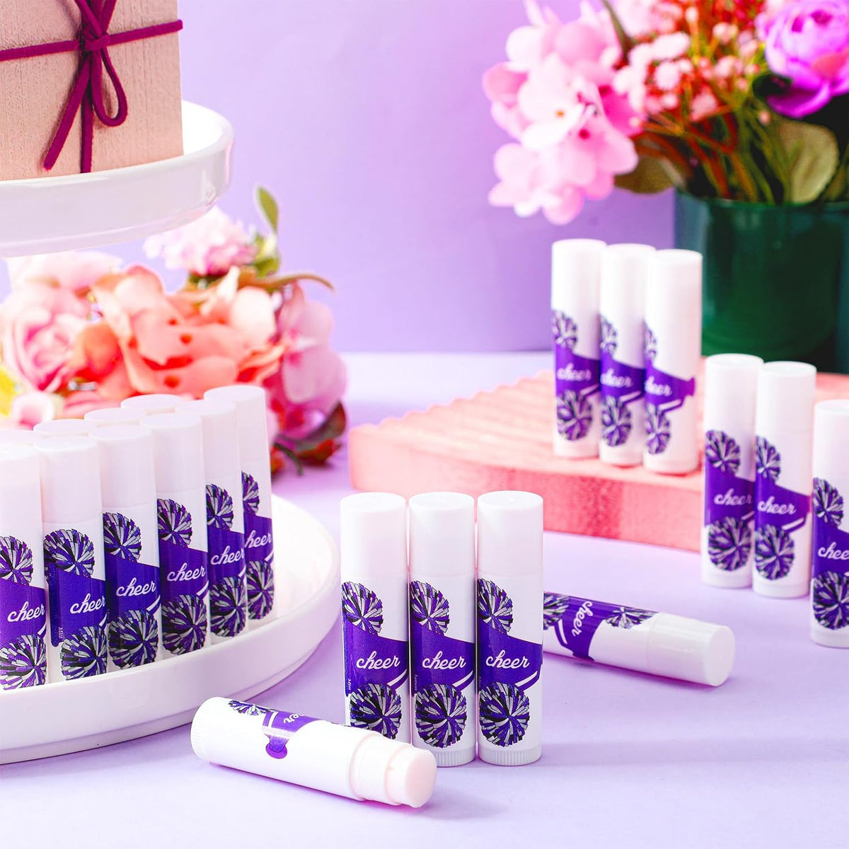 24 Pcs Cheer Lip Balm Cheer Teams Camp Gifts Pom Pom Leaders Party Favors Gear Lip Balm Mom Gift
