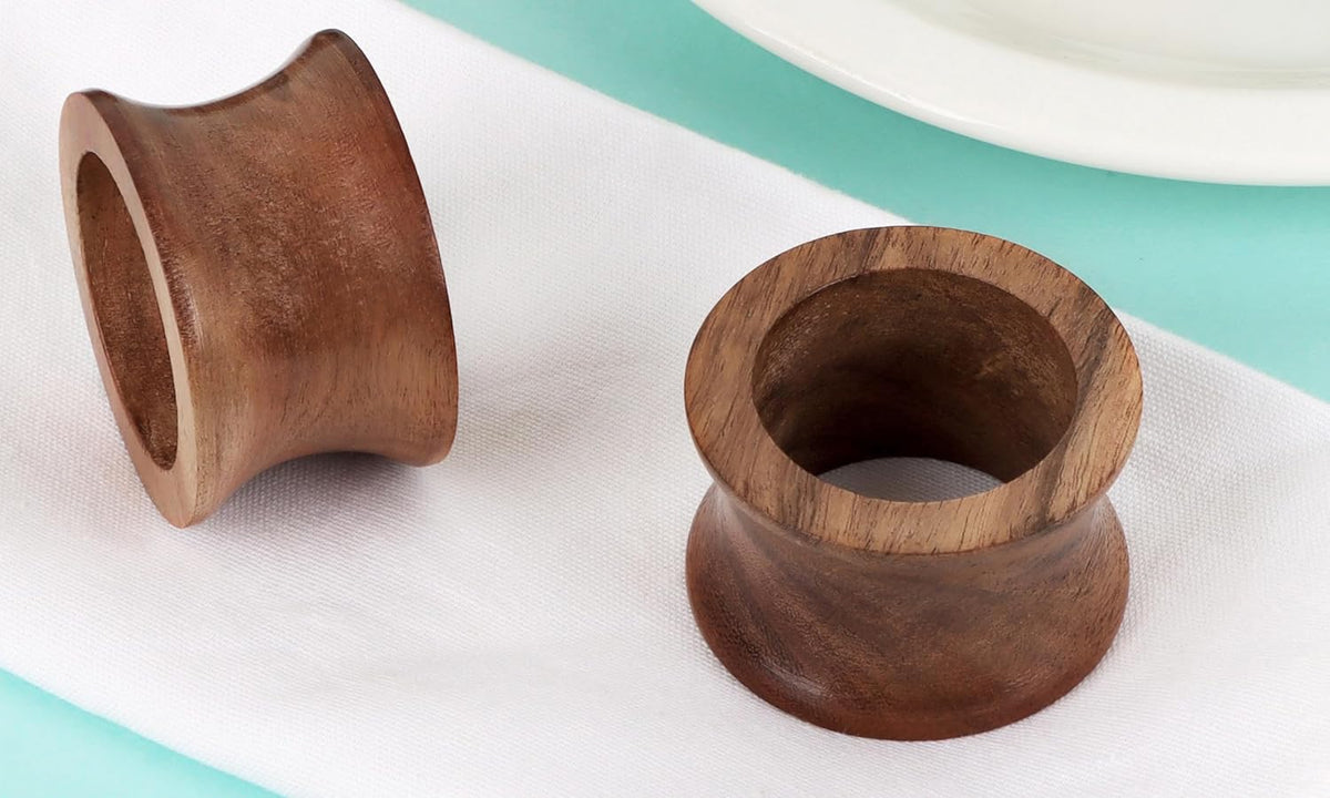 Wooden Napkin Rings Set of 12 Fall Decor for Home Round Acacia Wood Napkin Holders for Dining Table