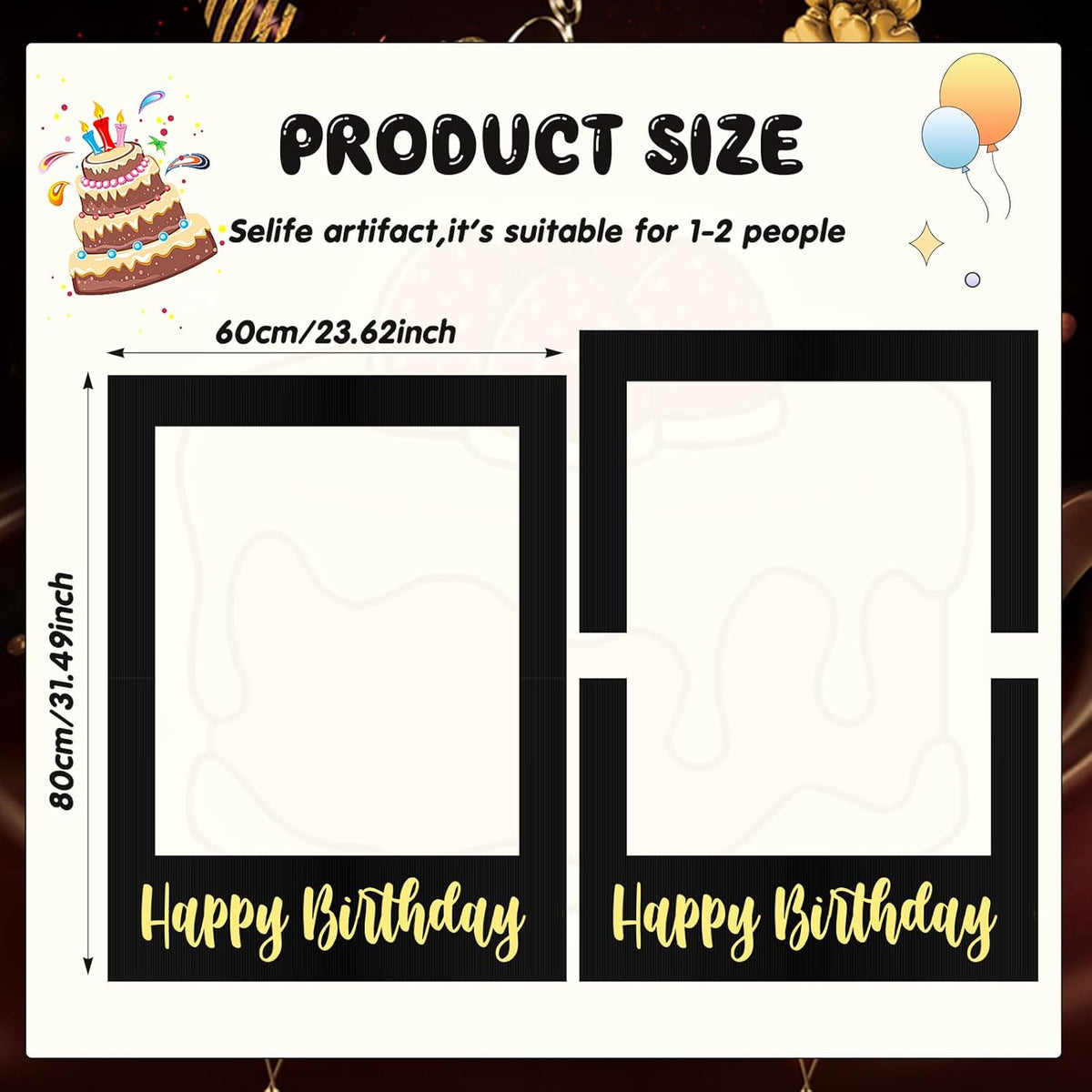 32 x 24 Inch Large Photo Booth Props Picture Frame Happy Birthday Party Frame DIY Cutouts Photo
