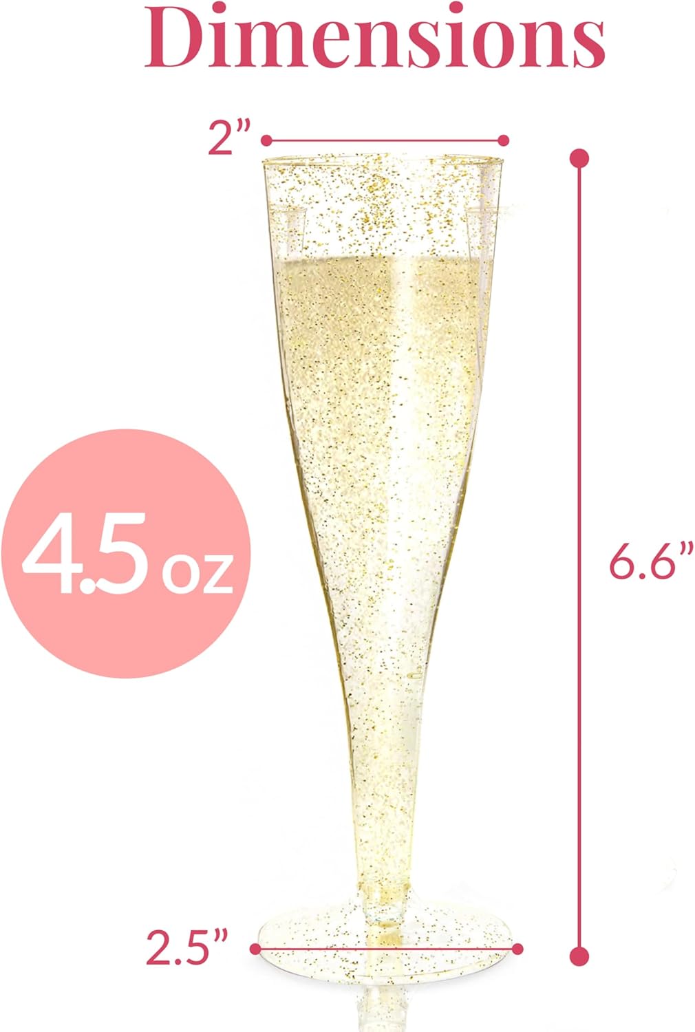 Prestee 24 Plastic Champagne Flutes - Gold Champagne Flutes Plastic - Gold Disposable Mimosa Flute