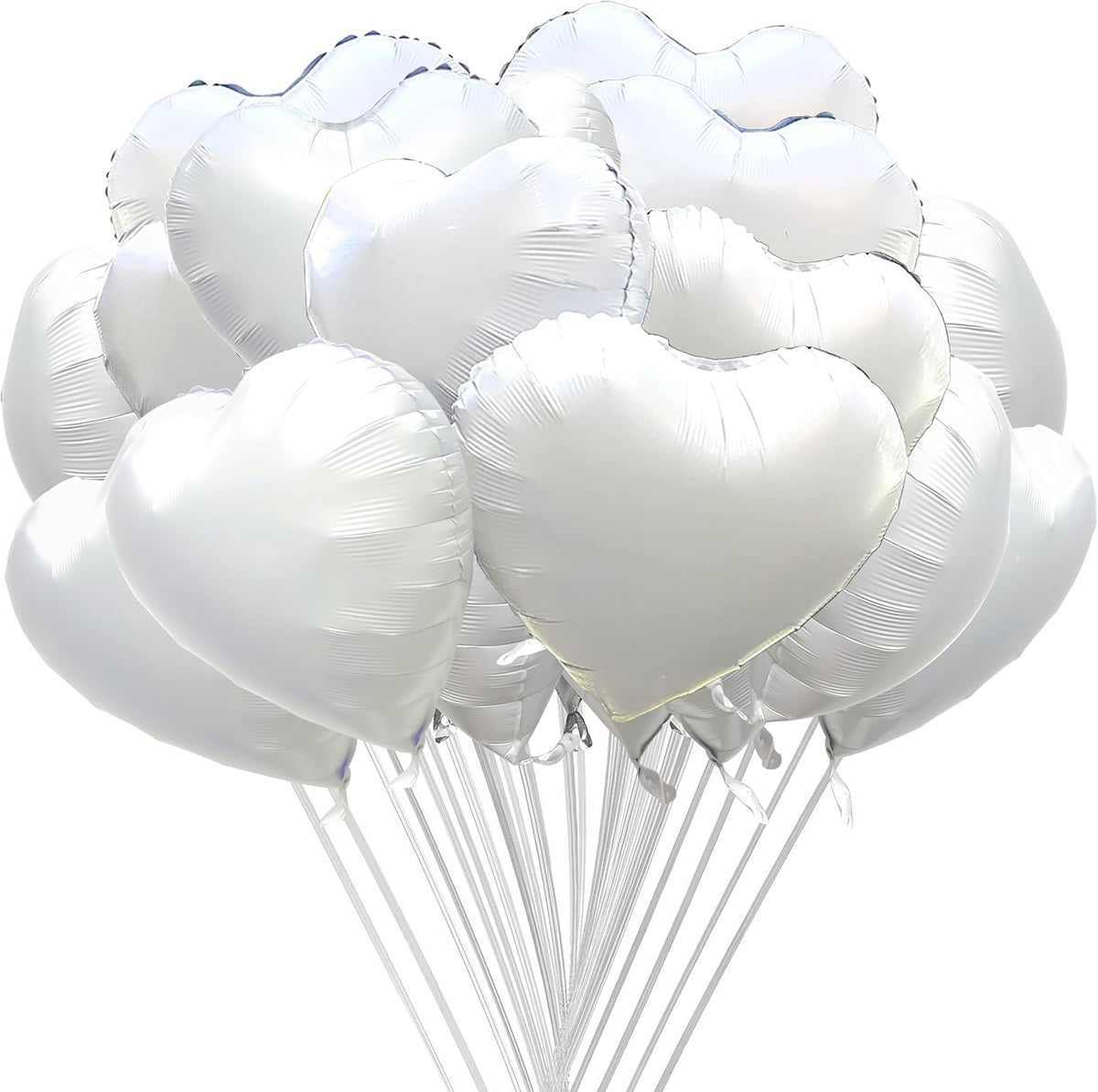 Jonhamwelbor 20Pcs 18 inch White Foil Mylar Heart Shape Balloons Decorations Valentines Birthday