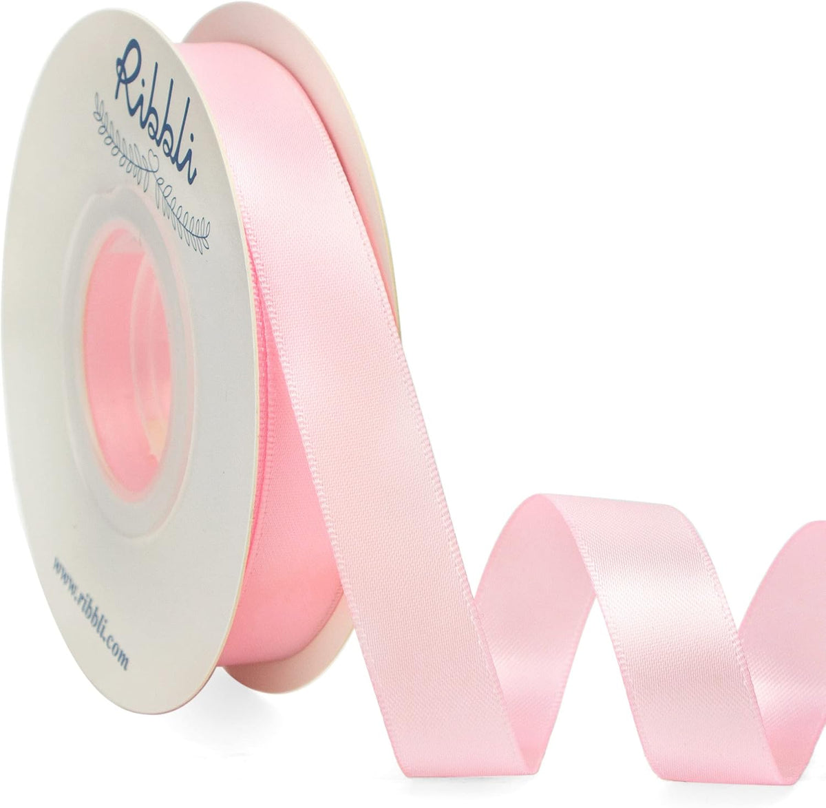 Ribbli Light Pink Satin Ribbon 5/8 inch x Continuous 25 Yards,Double Faced Satin Use for Craft