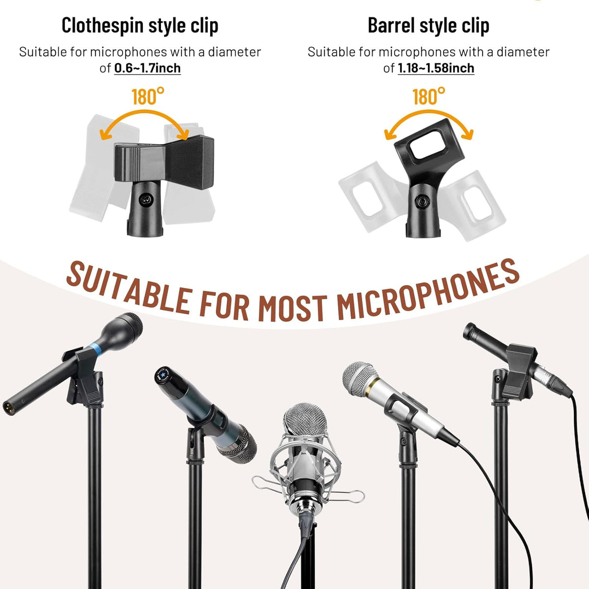 CAHAYA Dual-use Tripod Microphone Stand Boom Arm Floor Mic Stand Portable with Carrying Bag and 2