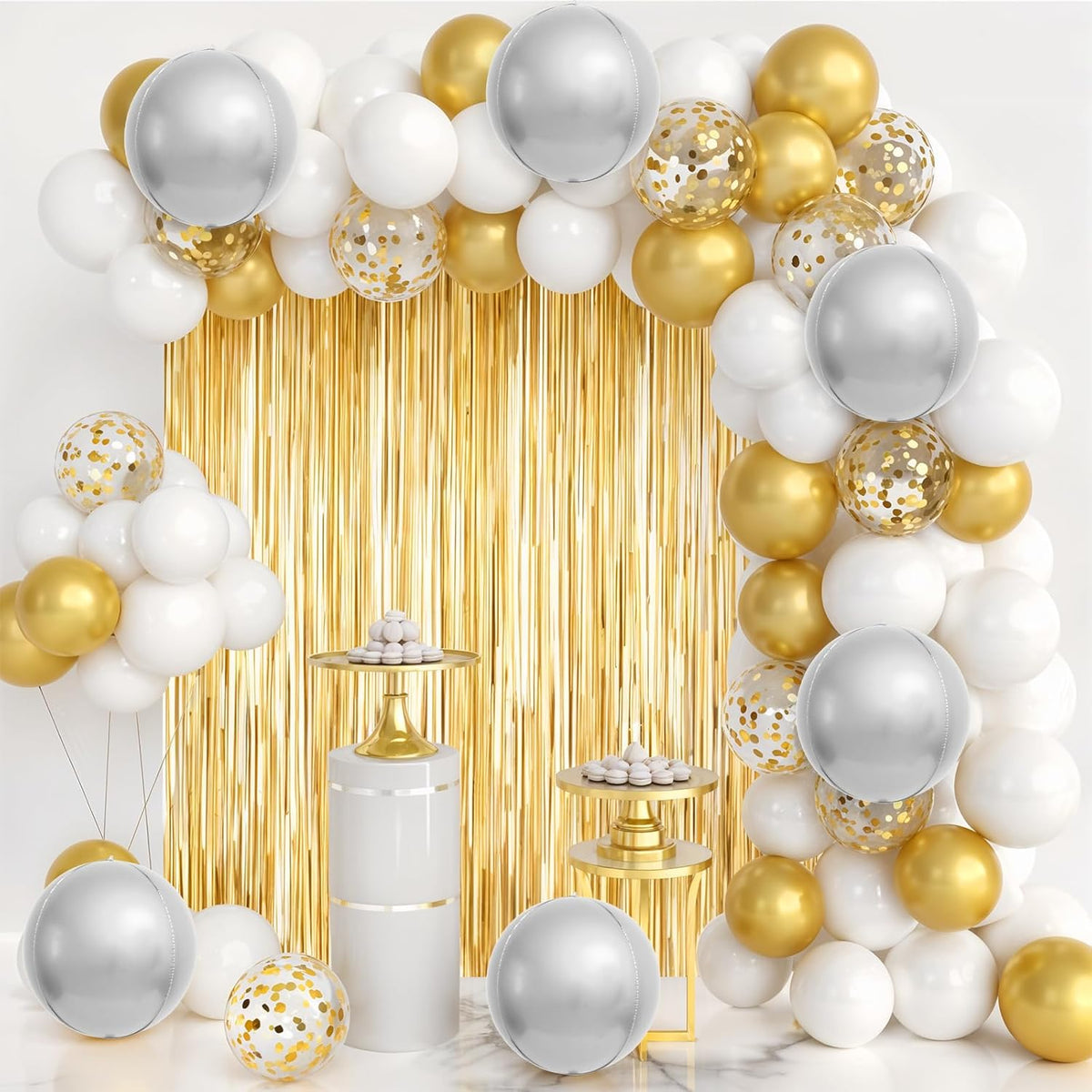 6Pcs Silver Round Foil Balloons,Giant 4D Round Ball Balloons,22 Inch Metallic Silver Balloon for