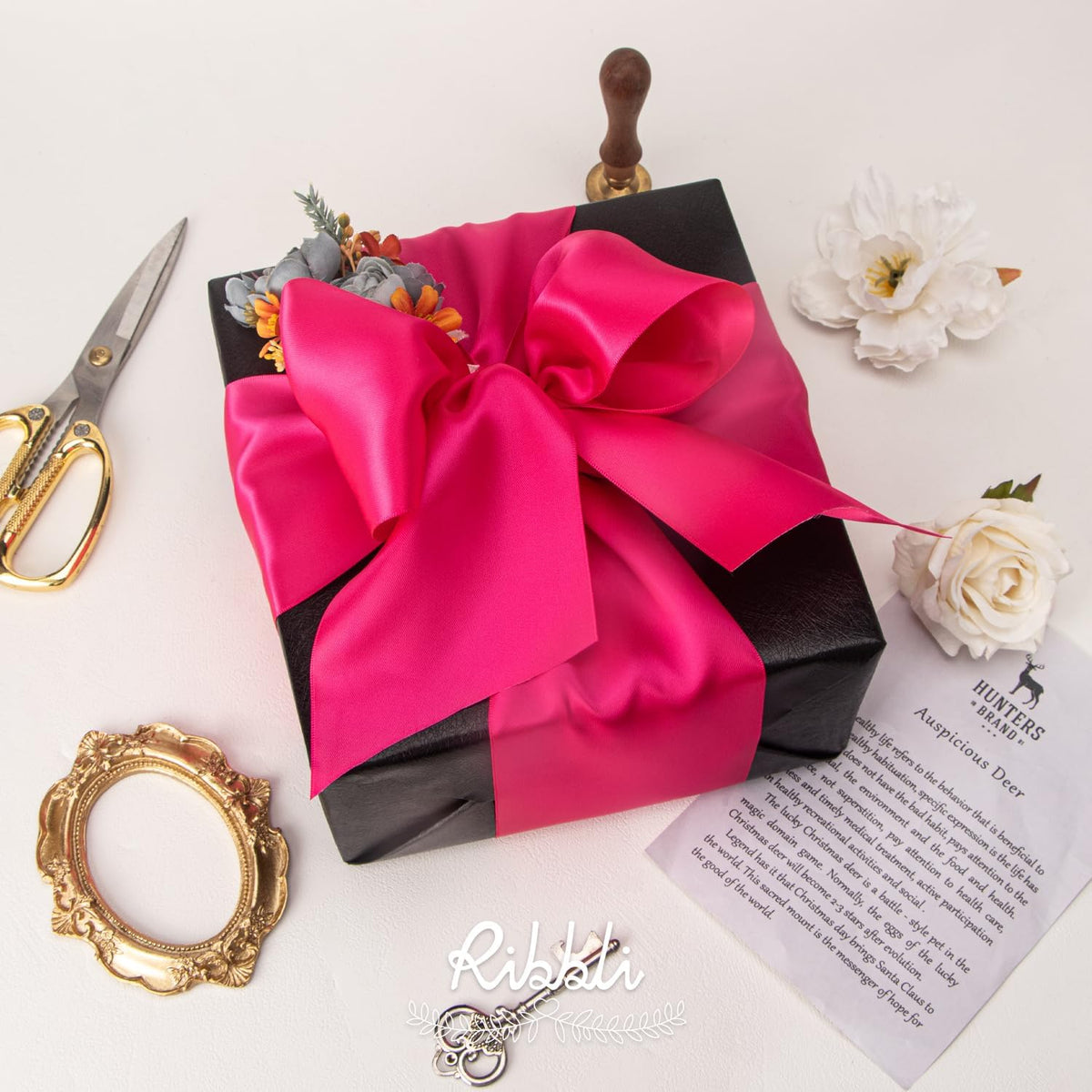 Ribbli Fuchsia Satin Ribbon 4 Inch Wide Shocking Pink Ribbon for Wedding Chair Sash Grand Opening