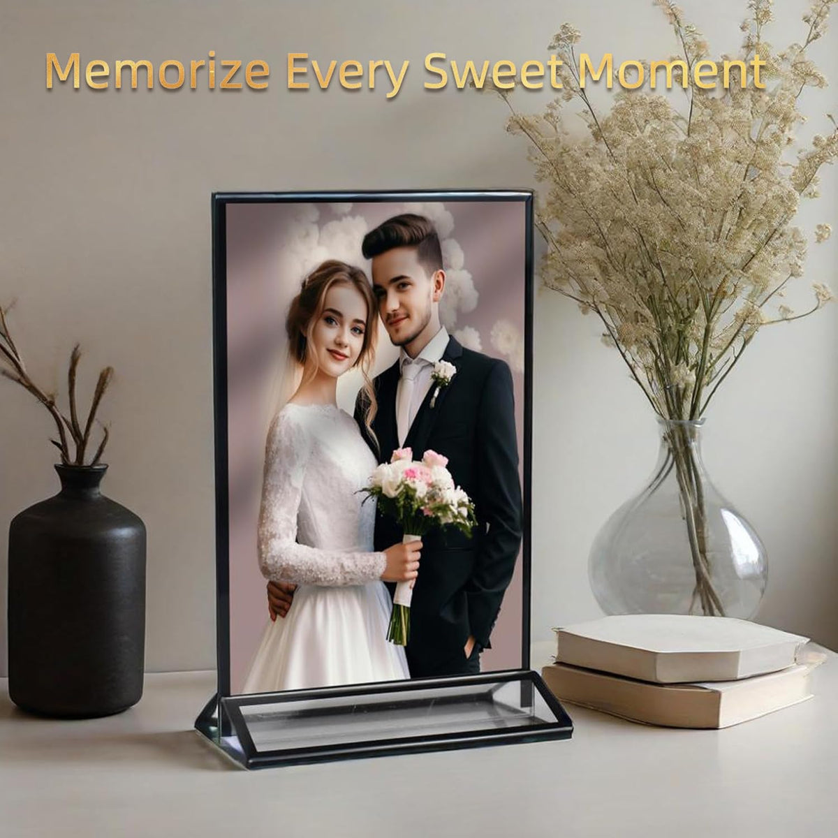 5x7 Inches Clear Picture Frames 6 Pack Acrylic Sign Holders, Double-sided Menu Stands Wedding Table