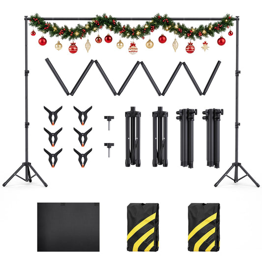 Forlogic 10x7.5Ft Backdrop Stand, Protable Adjustable Photo Back Drop Stand for Party, Photography