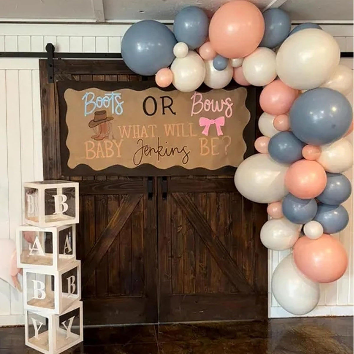 Gender Reveal Balloons, 60 Pcs 12 Inch Dusty Blue Pink Balloons, Chrome Gold Sand White Balloon for