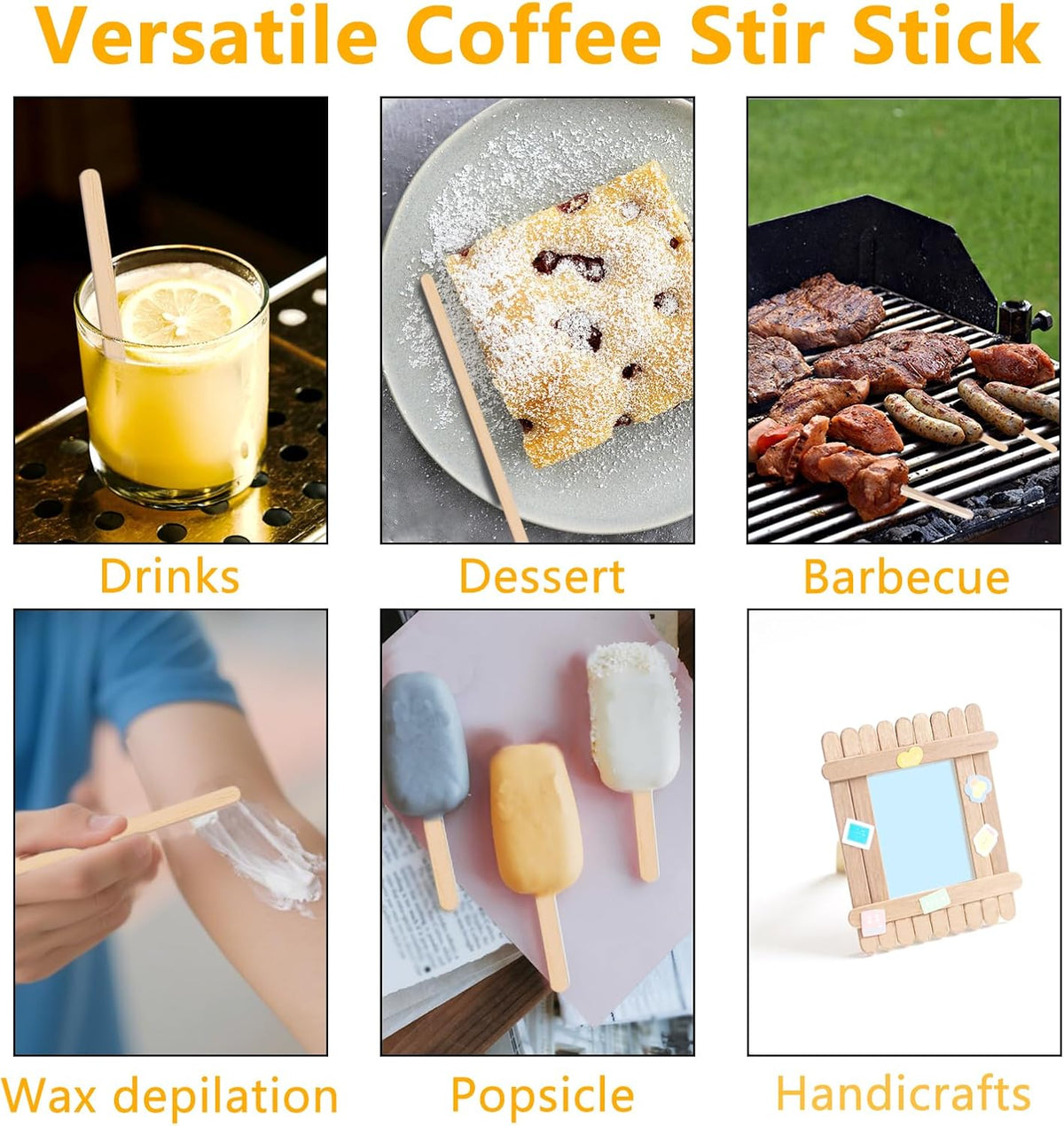 110 Pack Birch Wood Coffee Stirrers, 7.5 Inch Sturdy Coffee Stir Sticks, Smooth Round Ends