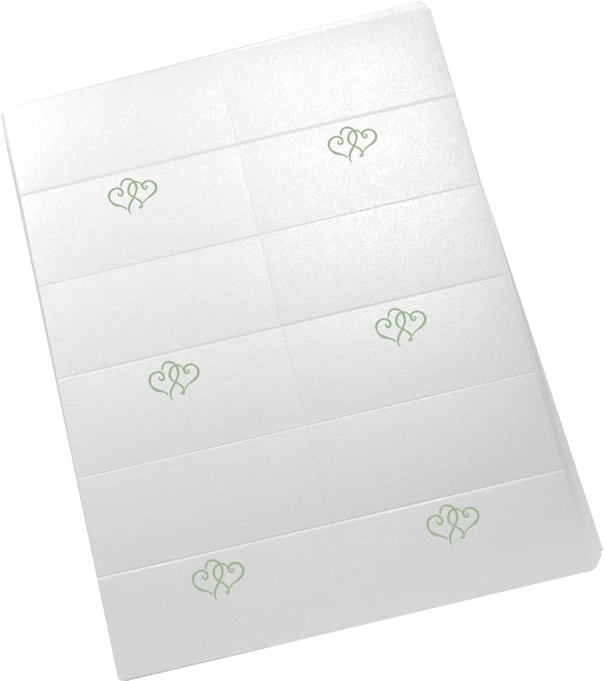 Linked Hearts Printable Place Cards, Sage (Choose Color), Set of 150 (25 Sheets), Laser & Inkjet