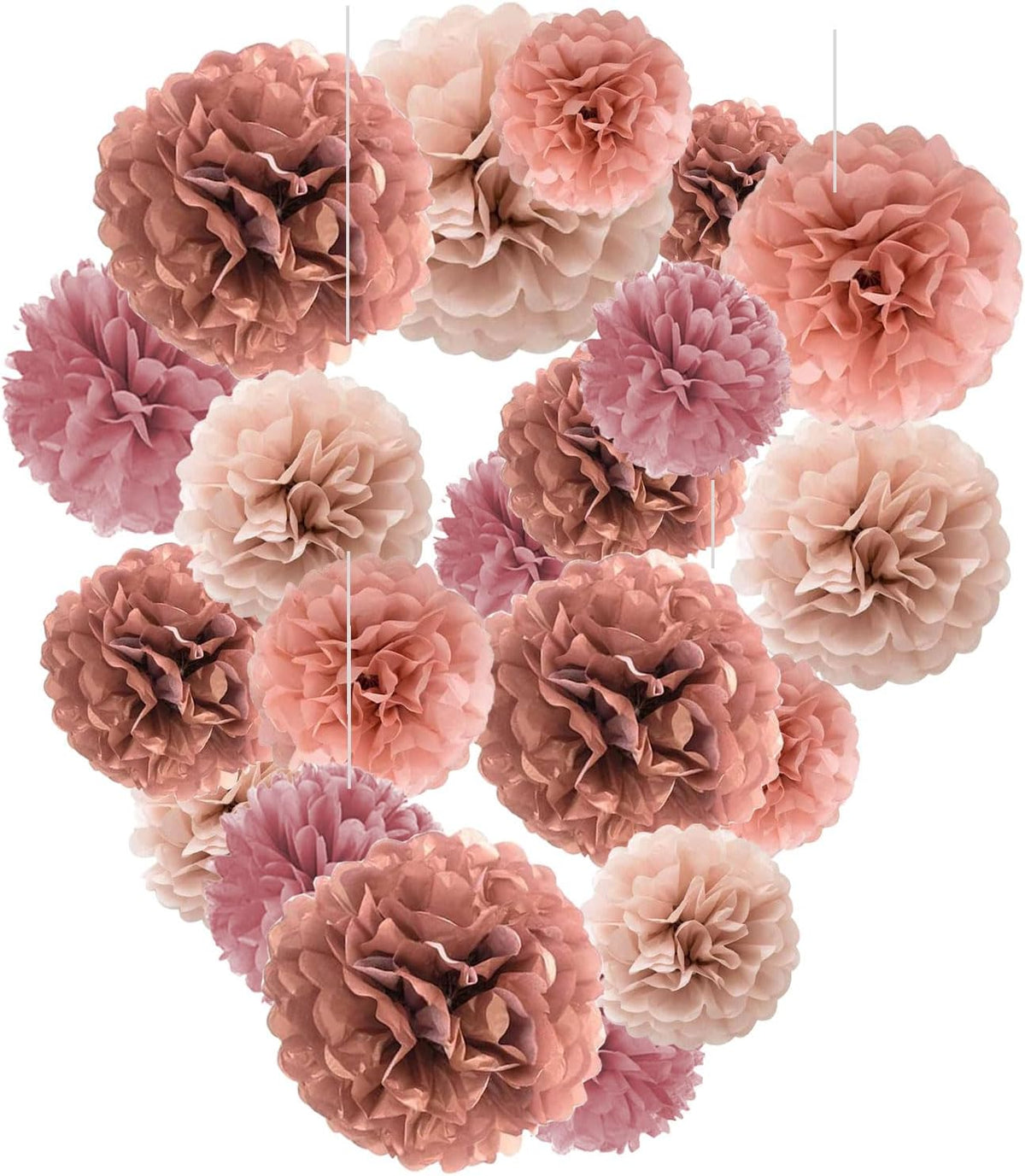 Capesaro Blush Pink, Dusty Rose Gold Paper Pom Poms - Tissue Pom Poms Decorations for Party Wedding