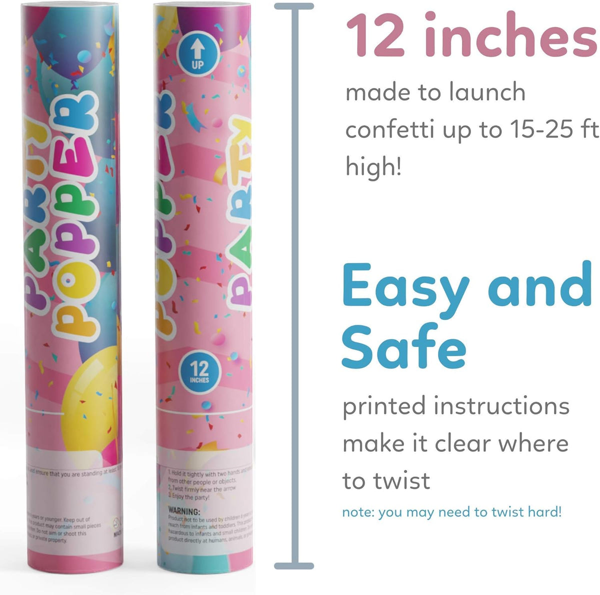 Confetti Poppers Confetti Cannon | 12 Pack | Glitter Multicolor | Party Poppers for Graduation