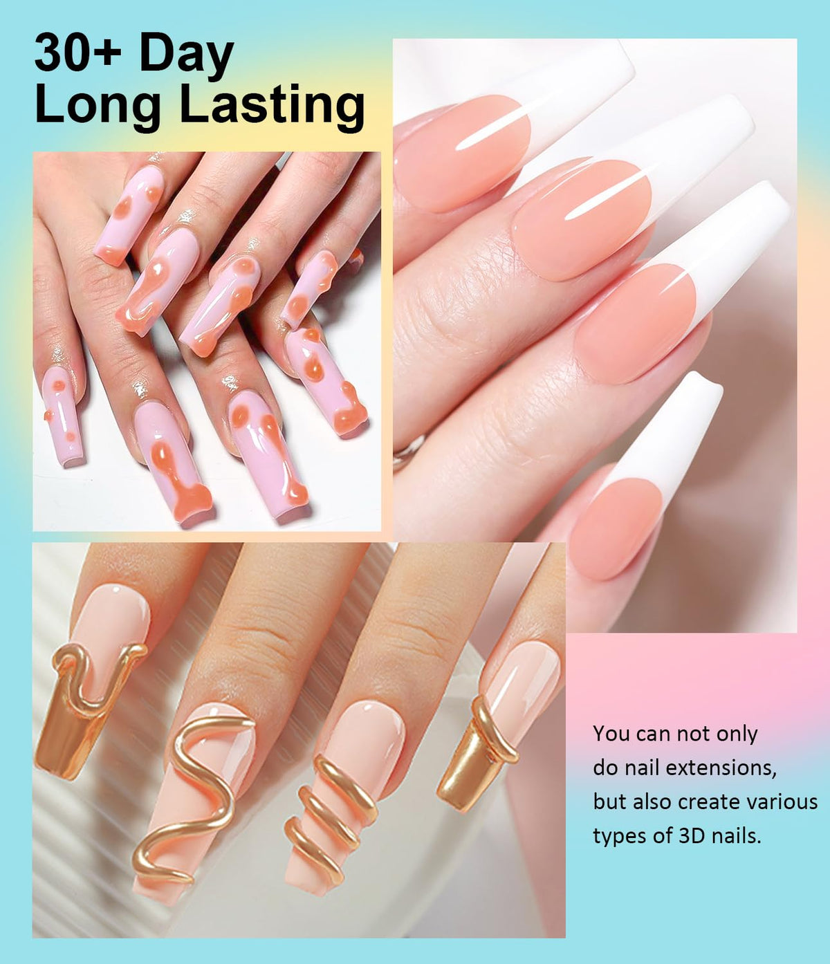 Solid Builder Gel for Nails LEDSUUEI - 2 Color Nude Pink 3D Nail Gel Sculpting Non-Sticky Hand