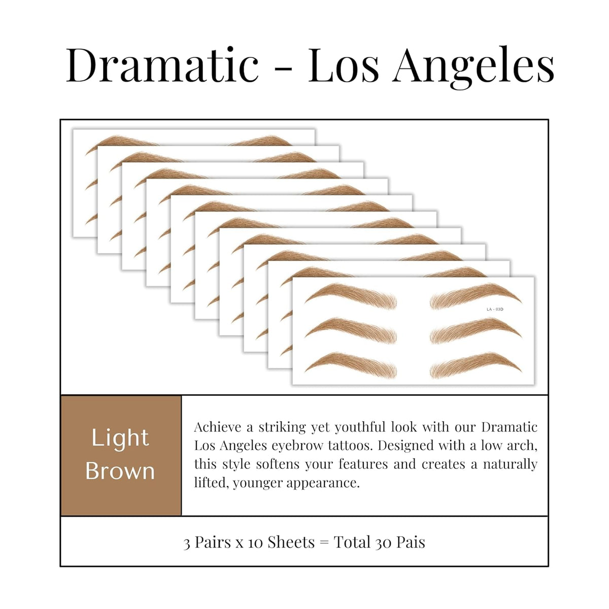 Bliss and Beyond USA Eyebrow Tattoo Stickers Waterproof – 30-Pair Deluxe Box | Realistic Hair-Like