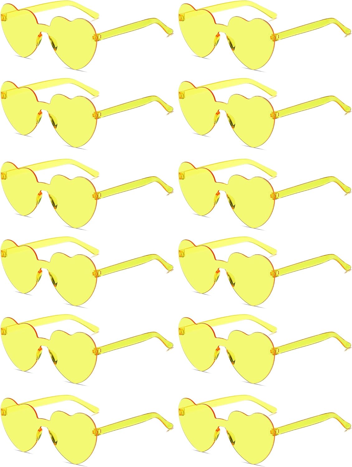 12/20/24 Pairs Heart Sunglasses for Women Men, Trendy Heart Shaped Rimless Transparent Sunglasses