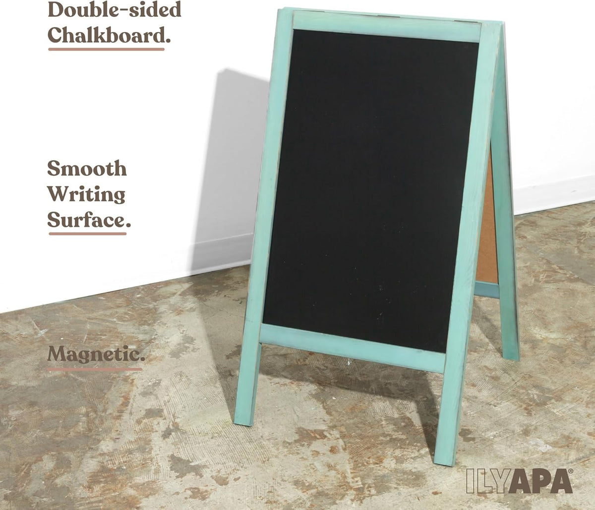 Ilyapa Wooden A-Frame Sign with Eraser & Chalk - 40 x 20 in Magnetic Sidewalk Chalkboard