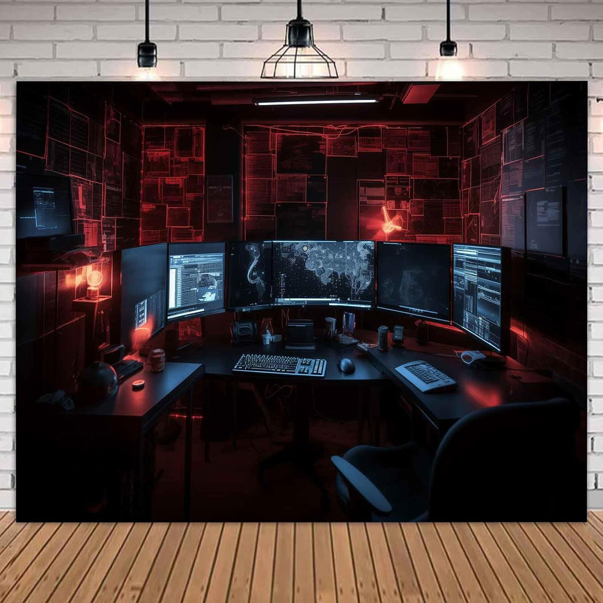 Computer Photo Backdrop Computers Hacker Room Background for Photography Party Room Decorations