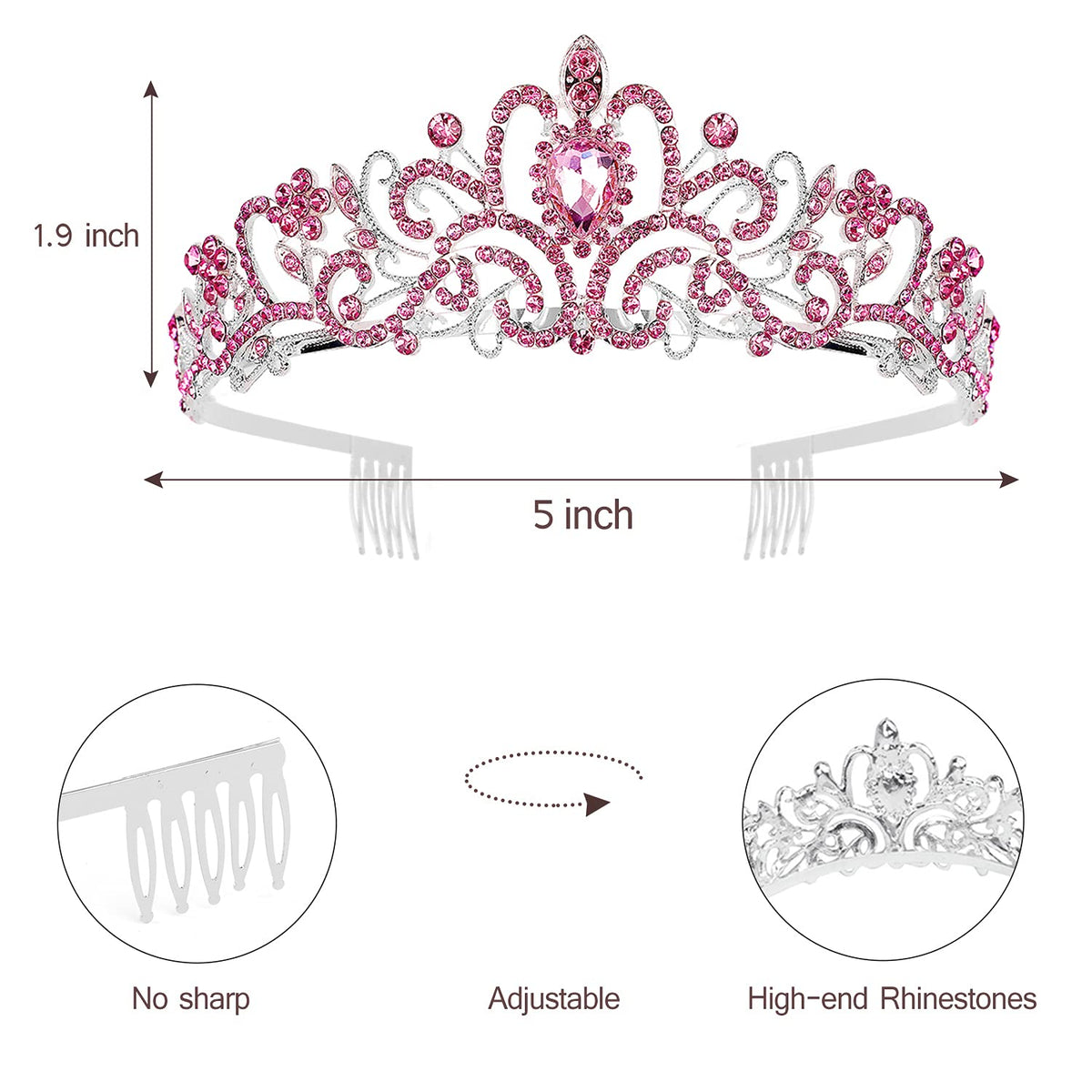 Princess Birthday Tiara - Happy Crown for Girls & Women, Decorative Accessory