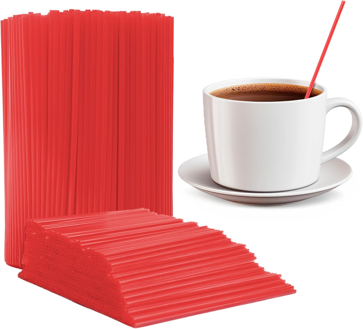 Prestee 2000 Count Red Coffee Stirrers - 5 Inch Plastic Stir Sticks for Hot and Cold Beverages