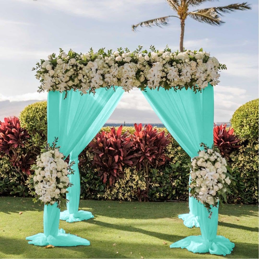 Wedding Arch Draping Fabric 1 Panel 30'' x 18FT Teal Sheer Chiffon Arch Drapery for Photo Booth