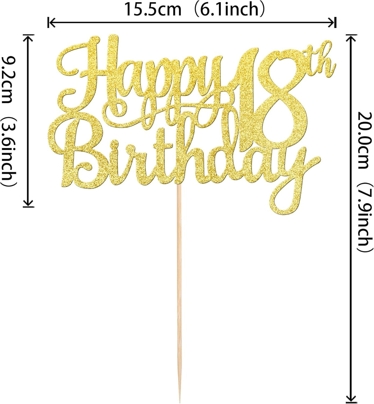 1 PCS Happy 18th Birthday Cake Topper Gold Glitter Cheers to 18 Years Birthday Cake Pick 18