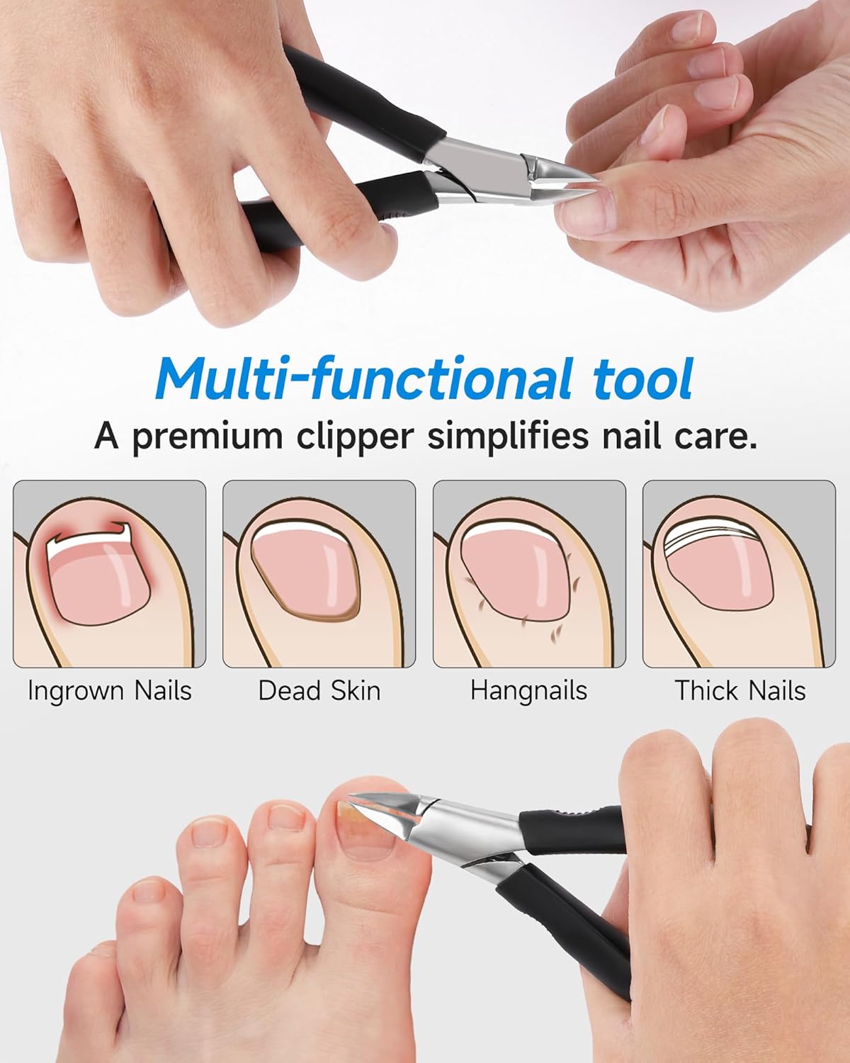 Nail Clippers,Toenail Clipper for Ingrown or Thick Toe Nails,Fingernail Clipper for Men Women