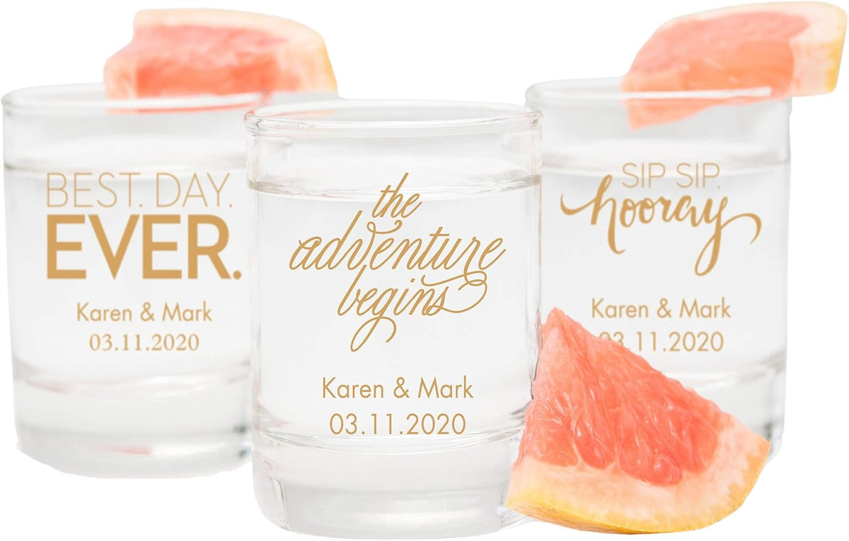 WEDDINGSTAR Personalized 2.75oz Shot Glass Customizable Full Color Print - 120 pack