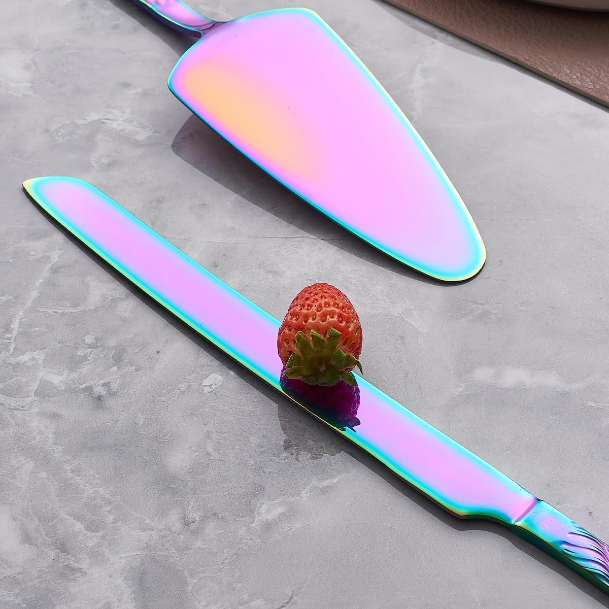 Rainbow Cake Cutting Set, Stainless Steel Cake Knife and Server, Cake Pie Cutter Set for Wedding