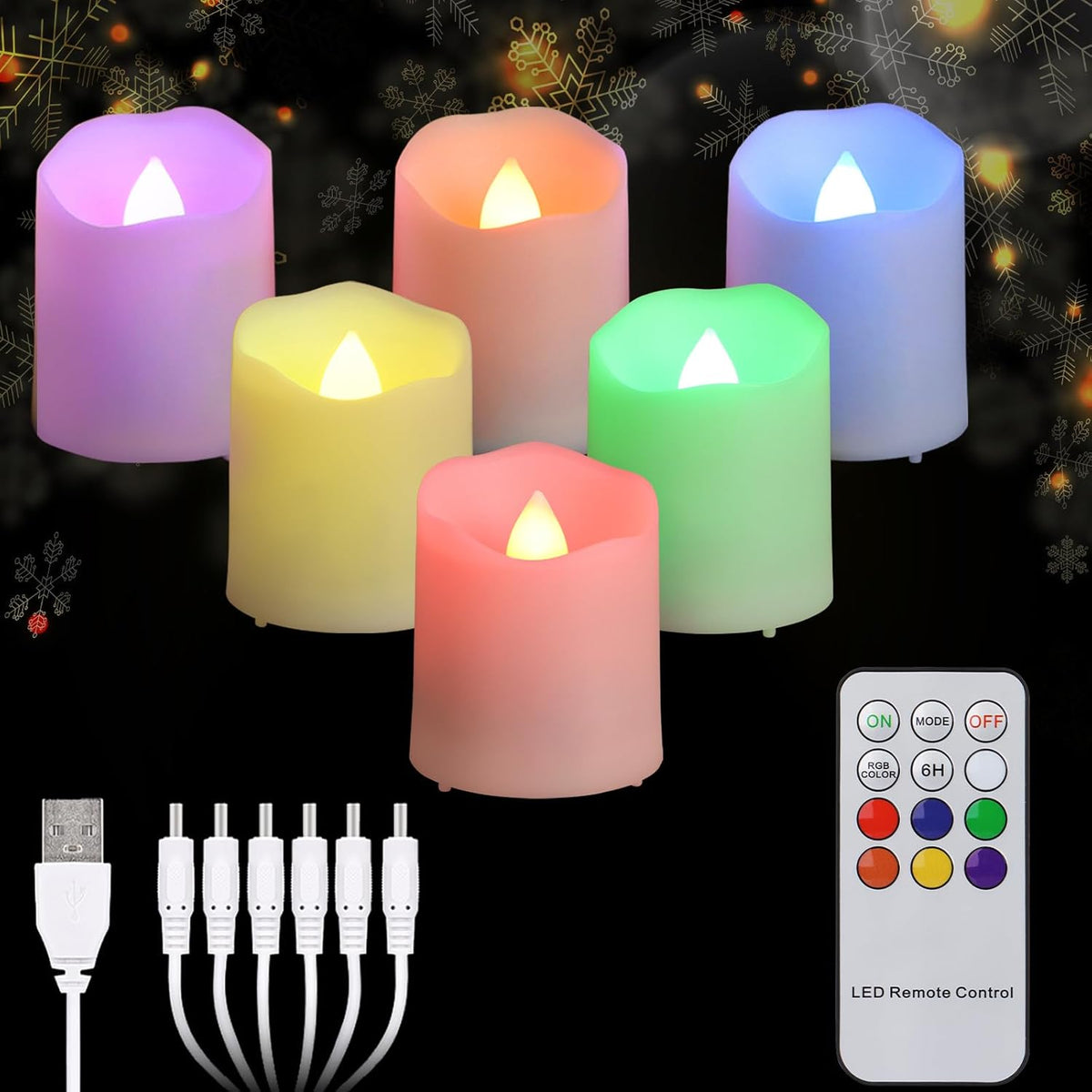 FREEPOWER Rechargeable Color Changing Tea Lights Candles with Remote Battery Operated Flameless