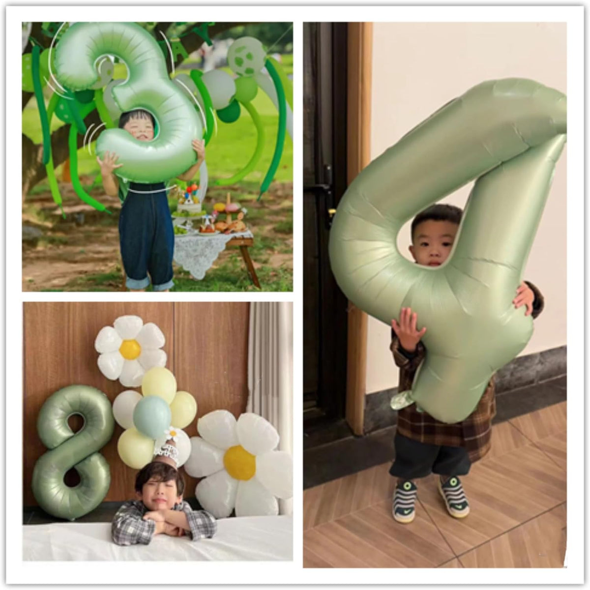 Number 6 Balloons, 40’’ Large Olive Green Number 6 Foil Helium Balloons for Girls Women, Self