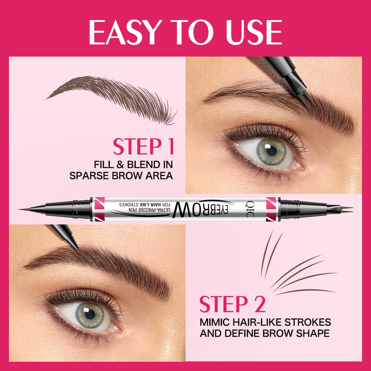 Eyebrow Pencils for Women, 2-in-1 Dual-Ended Microblading Eyebrow Pencil Waterproof with 2 Fork Tip