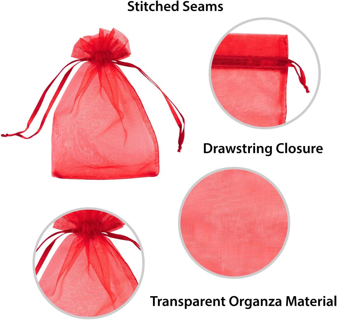 Super Z Outlet 100 Pack 4x6 Inch Mini Sheer Drawstring Organza Transparent Bags Jewelry Sack