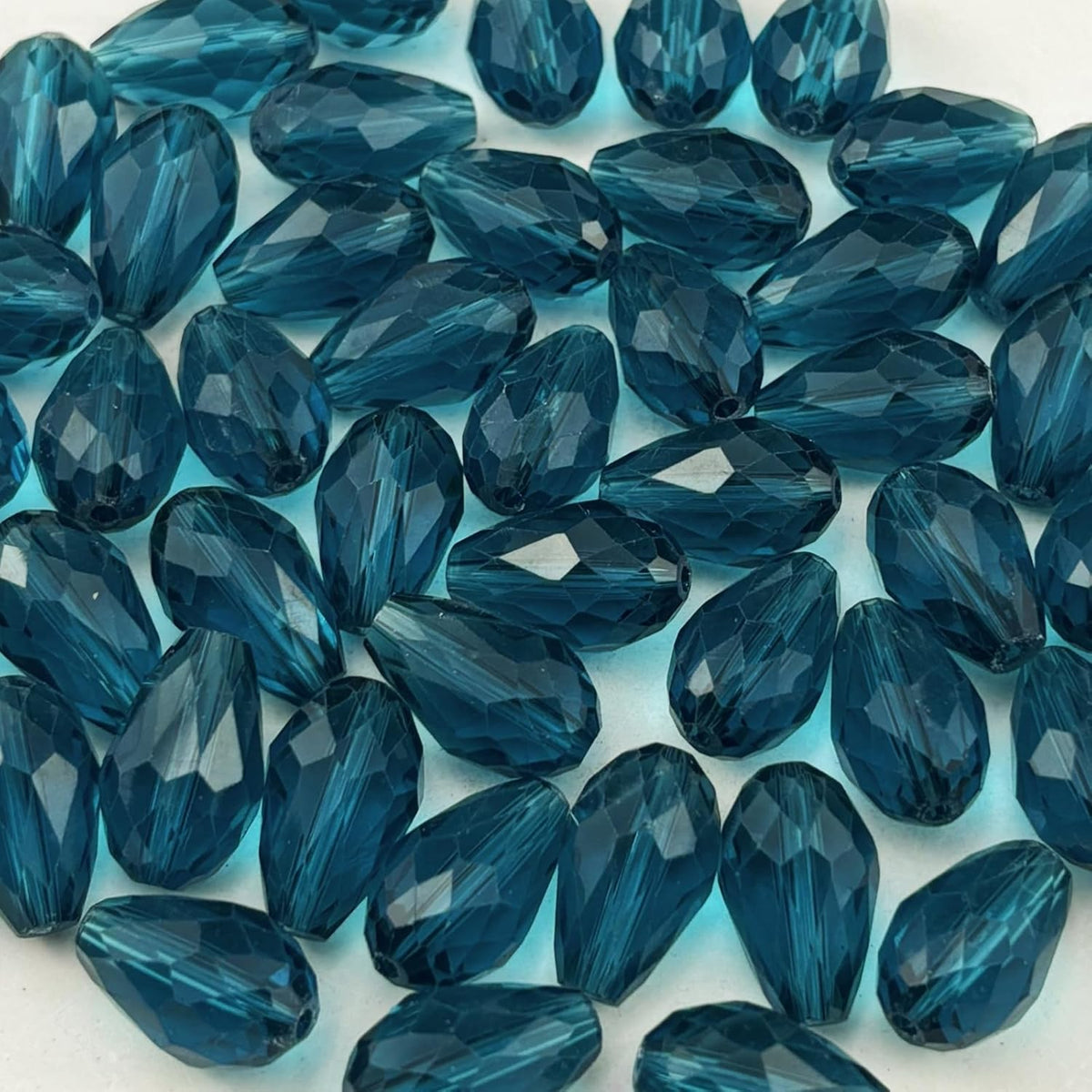 100pcs 8x12mm Teardrop Crystal Glass Beads for Jewelry Making, Faceted Vertical Hole Teardrop Glass