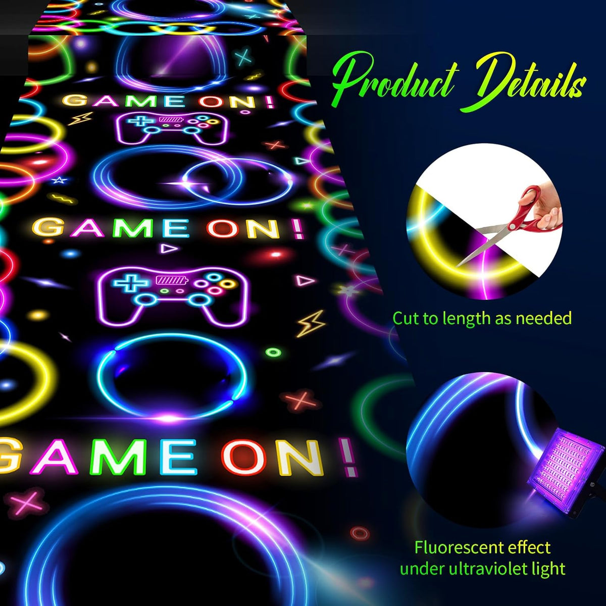 Haull 118 x 39 Inch Neon Light up Dance Floor Glow in The Dark Runner UV Reactive Blacklight Floor