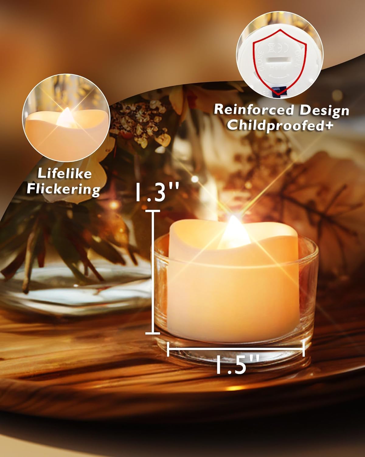 Homemory 24-Pack Flameless LED Tea Lights Candles Battery Operated, 200+Hour Fake Electric Candles
