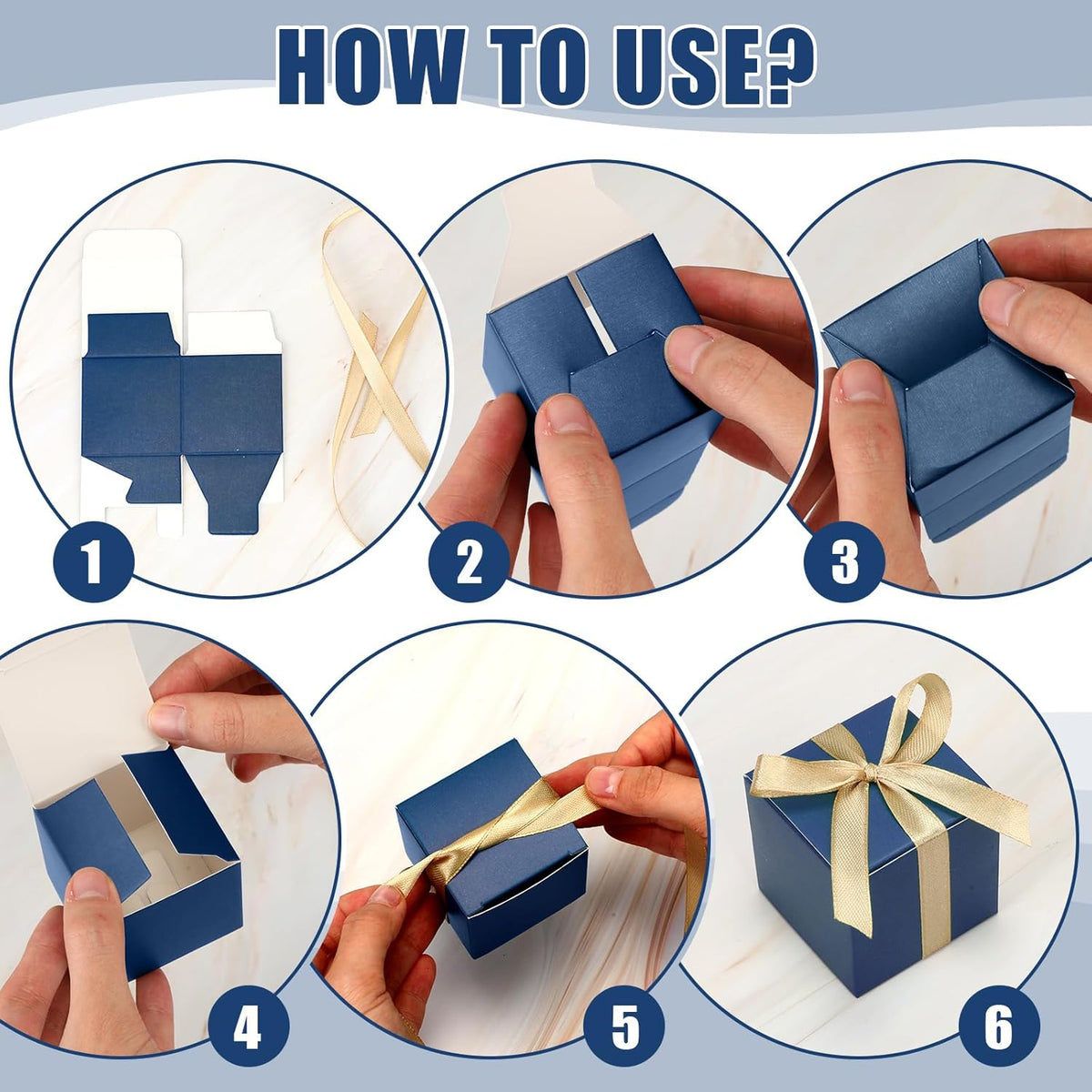 Jutom 100 Pcs Mini Favor Boxes Extra Small Candy Boxes Paper with Gold Ribbon for Christmas