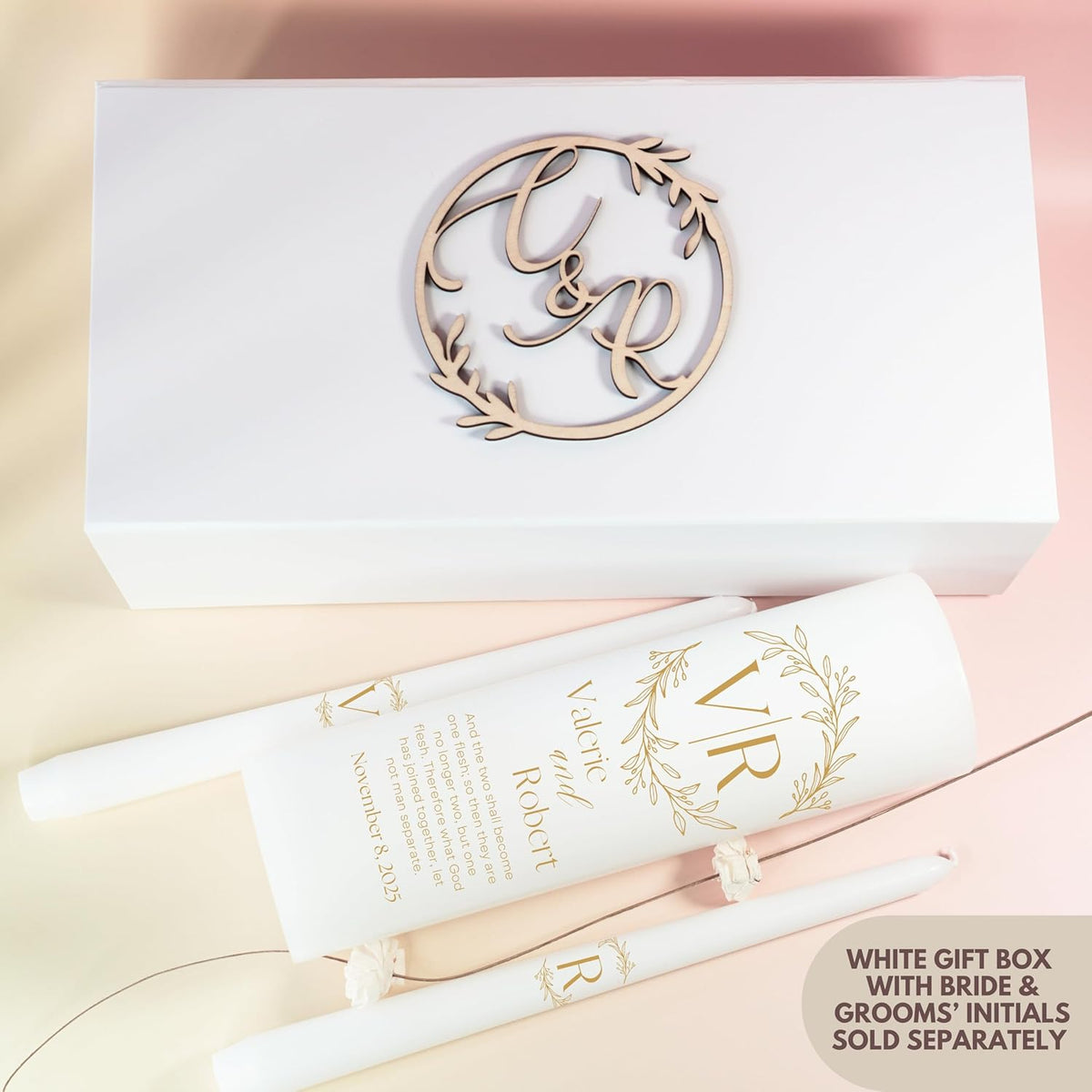 Unity Candles for Wedding, Modern Unity Set, Custom and Personalized Pillar and Taper Candles with